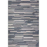 Dalyn Sedona SN8 Slate Washable Area Rug with a modern abstract stripe pattern in black and taupe.