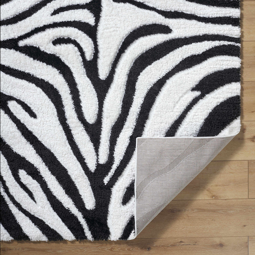 Dysis Black & White Zebra Print  Area Rug - Clearance