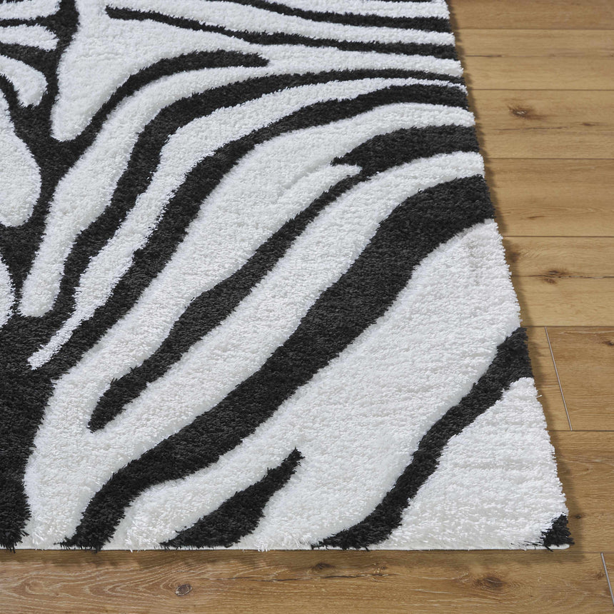 Dysis Black & White Zebra Print  Area Rug - Clearance