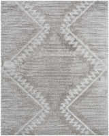 Close-up of the Edsel Gray Area Rug, a shag rug with a diamond pattern in shades of gray and taupe. Design-Rectangle-71010