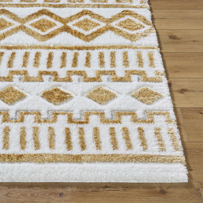 Tevy white & yellow plush carpet