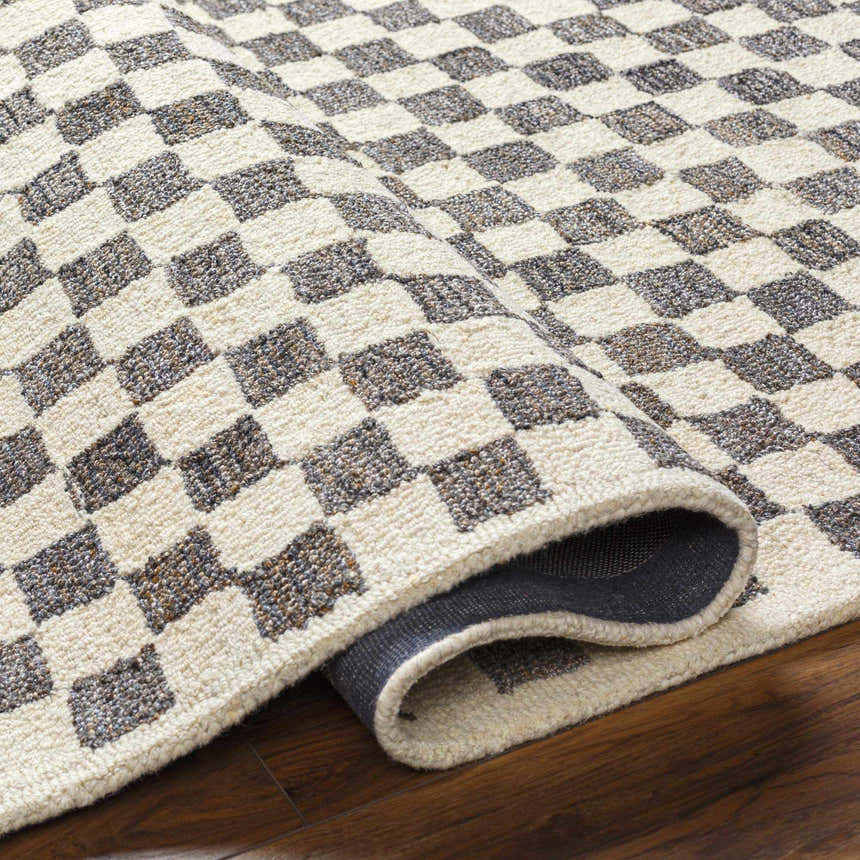 Made to Order Custom Size Halen Taupe Checkered Area Rug