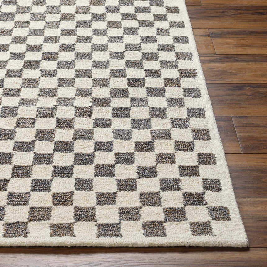Made to Order Custom Size Halen Taupe Checkered Area Rug