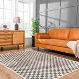 Made to Order Custom Size Halen Taupe Checkered Area Rug