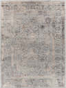 Close-up of the Speaks Traditional Textured Luxe Rug, featuring charcoal, gray, and taupe tones with a vintage-inspired design. Design-Rectangle