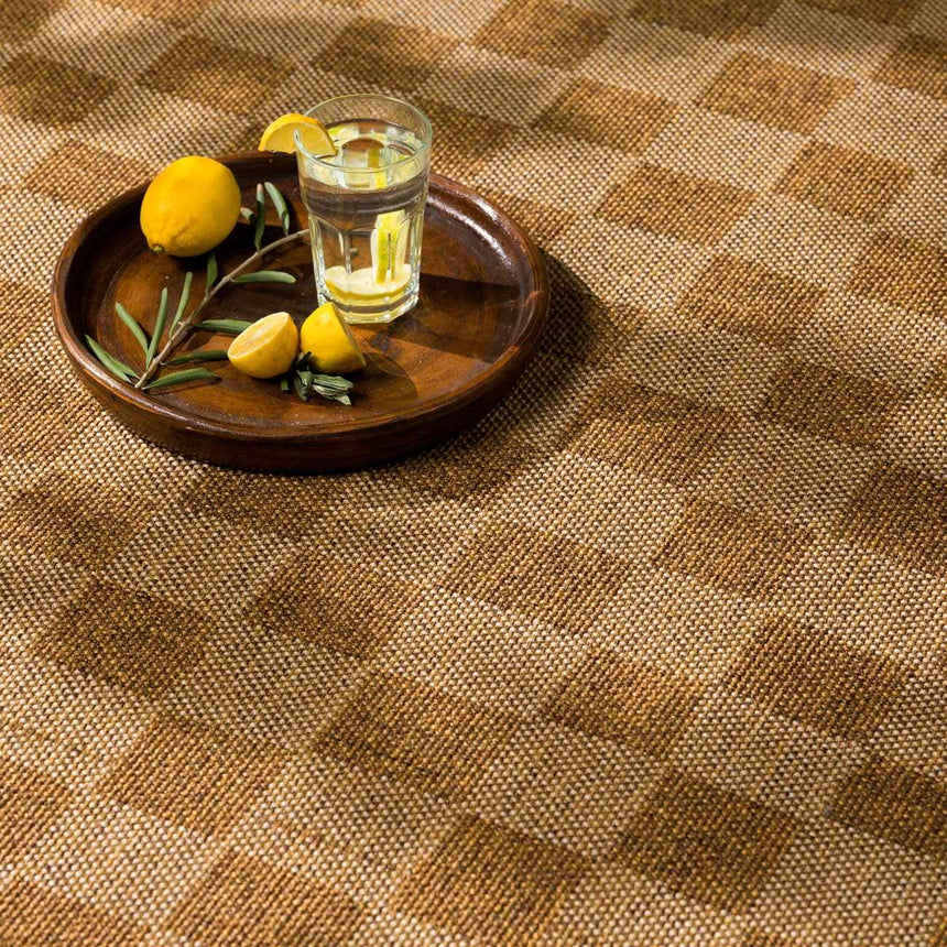 Brown Checkered Style Rug Ruggable Kuval Checkered Brown Rug – Boutique Rugs