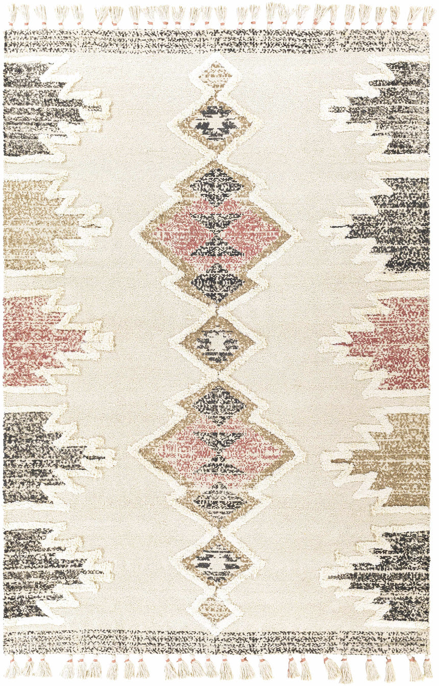 Kingborough Cream/Pink Cotton Area Rug - Clearance