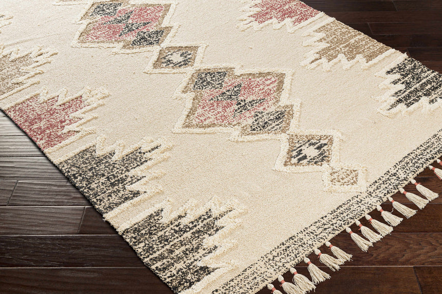 Kingborough Cream/Pink Cotton Area Rug - Clearance