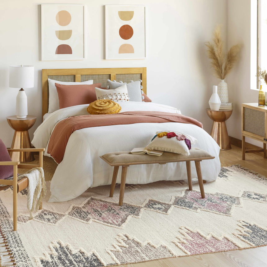 Kingborough Cream/Pink Cotton Area Rug - Clearance