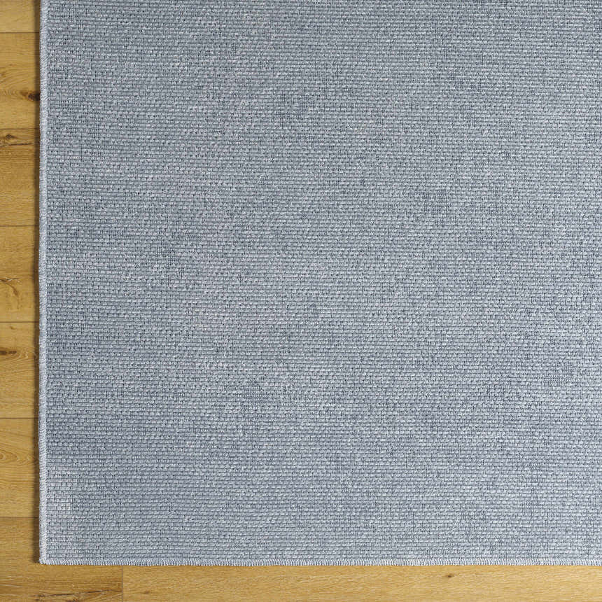 Sample Isako Blue & Gray Solid Washable Area Rug - Clearance