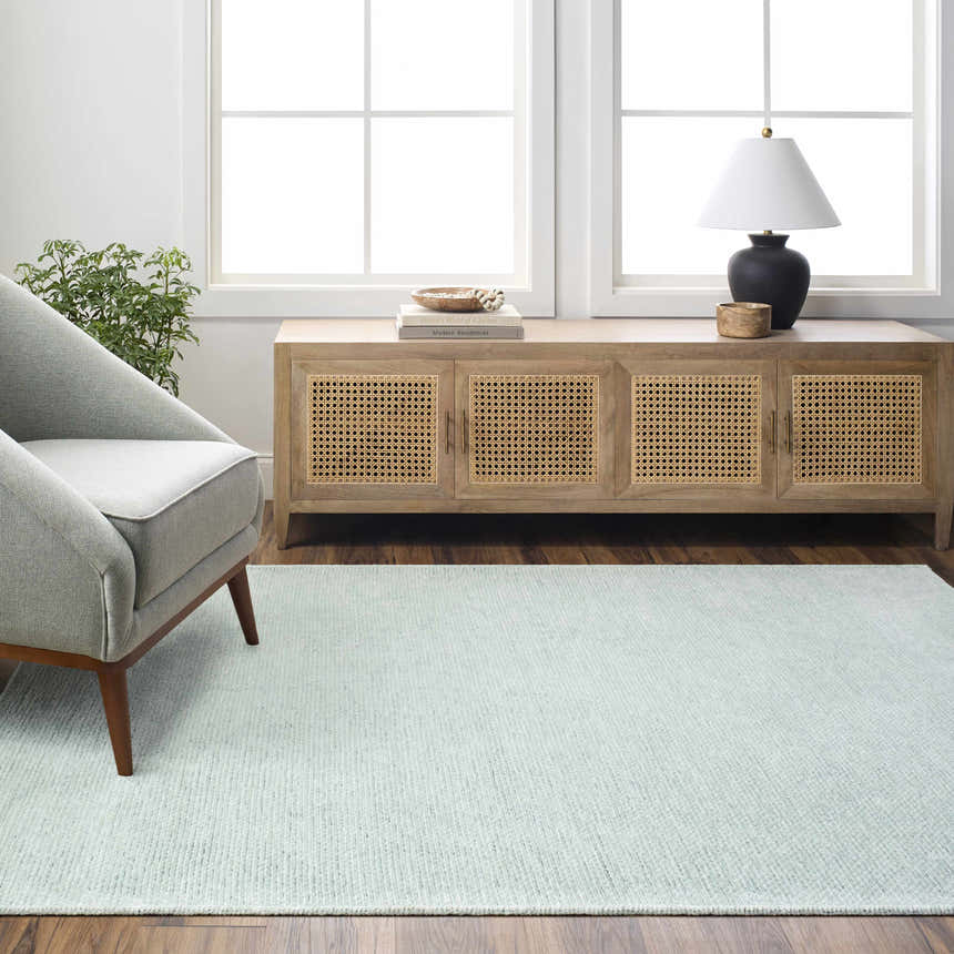 Sample Isako Seafoam Solid Washable Area Rug - Clearance