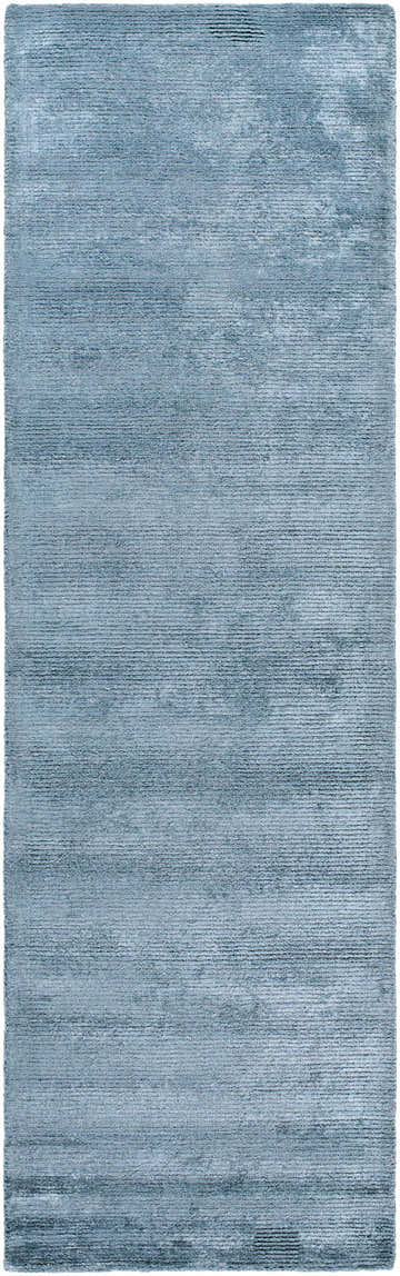 Close-up of the gray Nuray Area Rug, hand-tufted with a subtle horizontal pattern and soft, viscose texture. Design-Runner-310