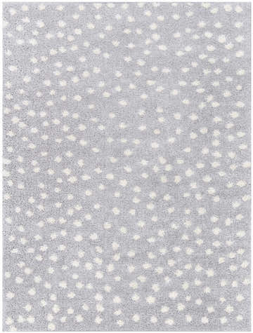 Close-up of the Bernt Light Slate Area Rug, featuring a light slate background with a white dotted pattern. Soft texture. Design-Rectangle-537