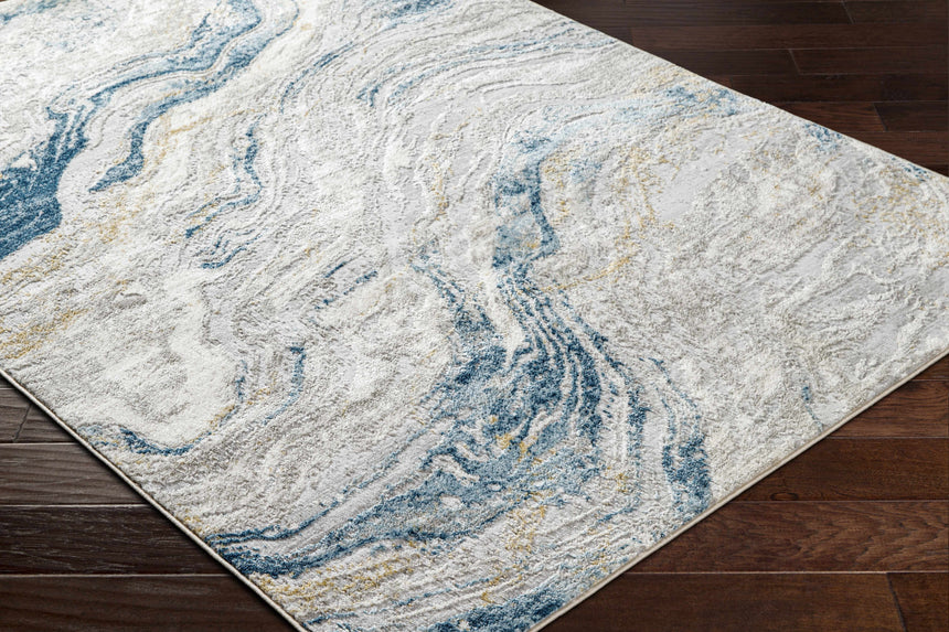 Tess Silver Blue Marble Area Rug