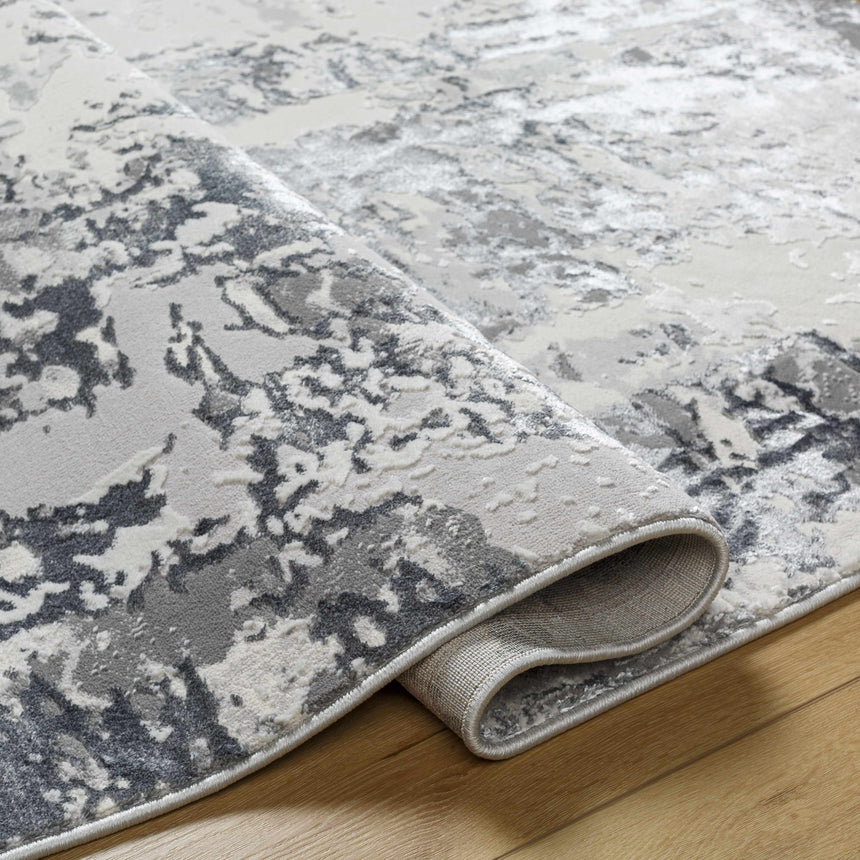 Junko Gray & Blue Marble Area Rug - Clearance