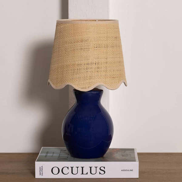 Salgareda Navy Rattan Table Lamp
