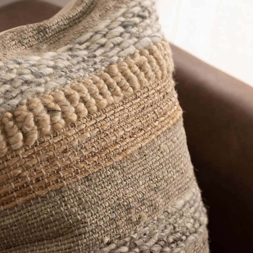 Sevra Seafoam and Ivory Horizontal Stripe Modern Cotton Accent Pillow