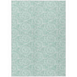 Close-up of Dalyn Seabreeze SZ11 Sage Washable Area Rug. Coastal style rug with a sage background and white seashell pattern.