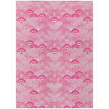 Close-up of the Dalyn Seabreeze SZ2 Blush Washable Area Rug featuring a pink seashell pattern with gold accents.