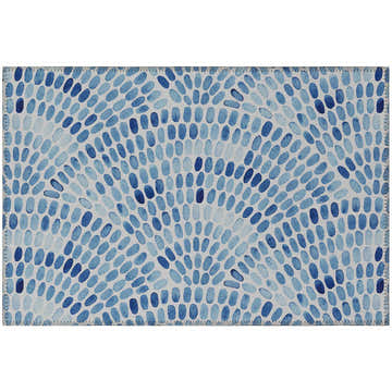 Dalyn Seabreeze SZ7 Indigo Washable Area Rug with a blue watercolor oval pattern. Coastal style.