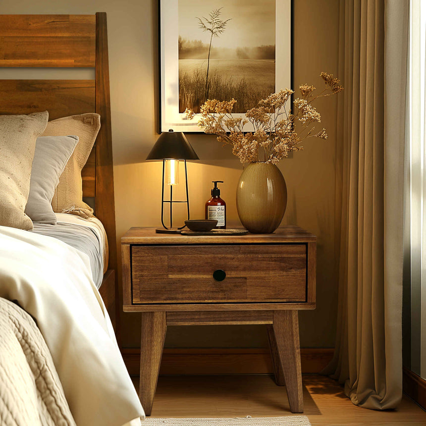 Acacia Sofia 1-Drawer Solid Wood Nightstand