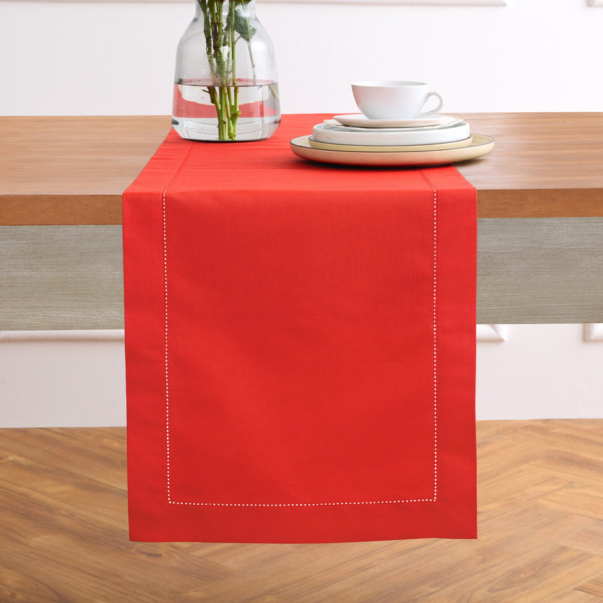 Cotton Linen Hemstitch Table Runner