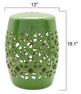 Green Green Ceramic Lattice Stool
