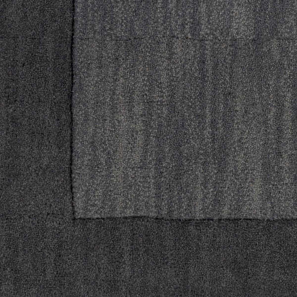 Sample Bordered Solid Black Charcoal Wool Rug
