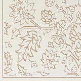 Close up of the Tabuan 3D Outdoor Area Rug. White thatch rug with a nutmeg floral pattern and a subtle 3D texture. Swatch