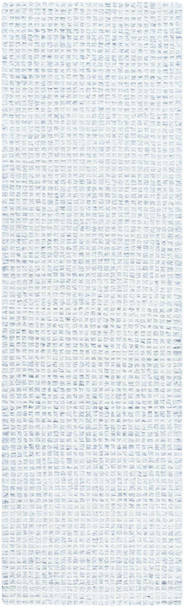 Close-up of Andreas Handmade Vivir x LIVABLISS VVAN-2301 Area Rug. Light blue, soft gray, and white woven wool texture. Design-Runner-310