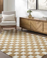 Made to Order Custom Size Timin Camel Checkered Area Rug