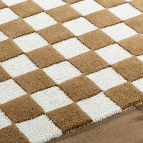 Made to Order Custom Size Timin Camel Checkered Area Rug