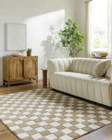 Sample Timin Brown Checkered Wool Area Carpet