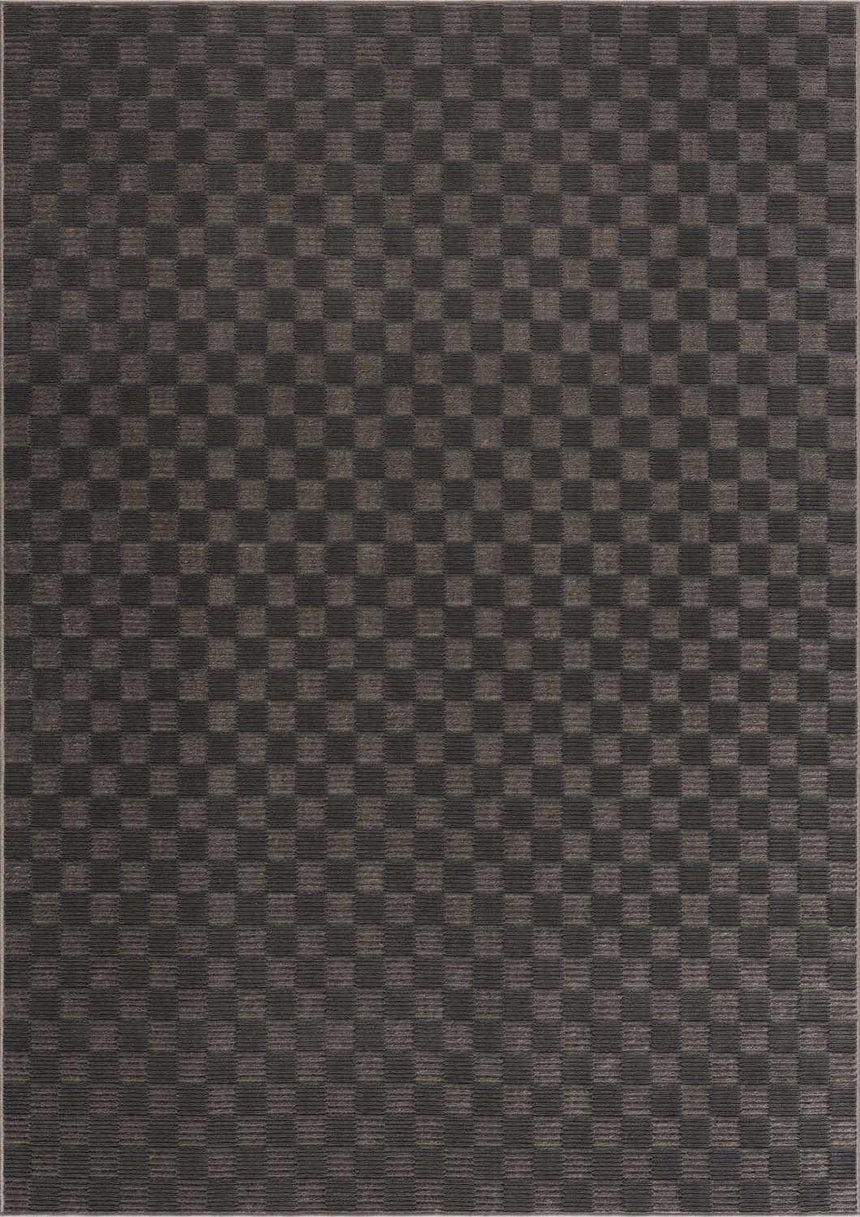 Truls 3D Checkered Washable Rug - Black