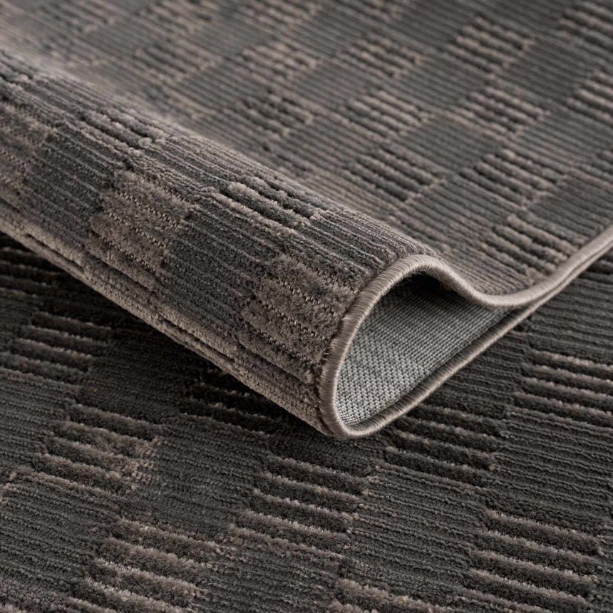 Truls 3D Checkered Washable Rug - Black