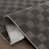 Truls 3D Checkered Washable Rug - Black