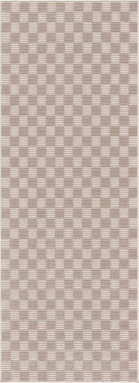Truls 3D Checkered Washable Rug -  Biscotti