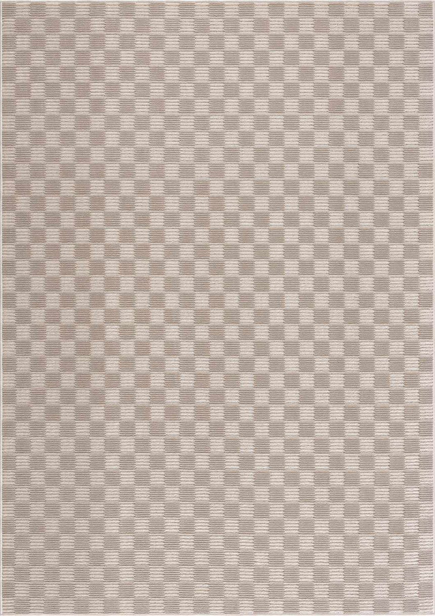 Truls 3D Checkered Washable Rug -  Biscotti