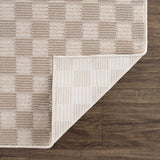 Truls 3D Checkered Washable Rug -  Biscotti