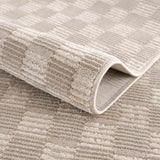 Truls 3D Checkered Washable Rug -  Biscotti