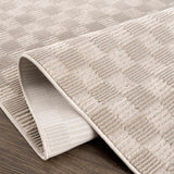 Truls 3D Checkered Washable Rug -  Biscotti