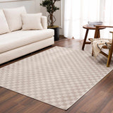 Truls 3D Checkered Washable Rug -  Biscotti