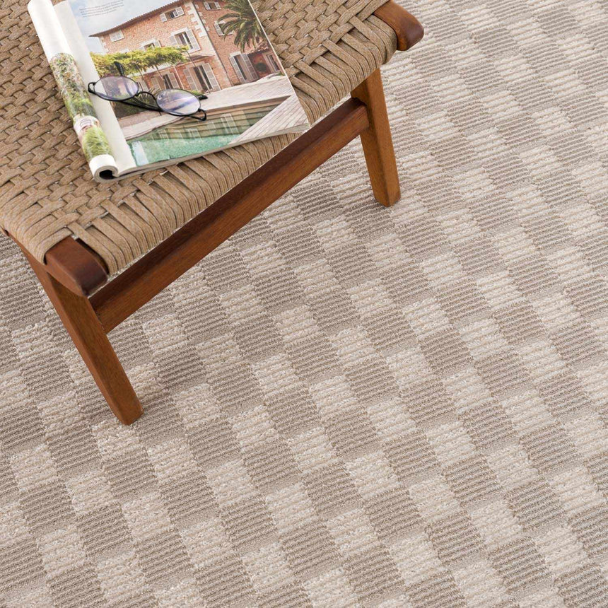 Truls 3D Checkered Washable Rug -  Biscotti