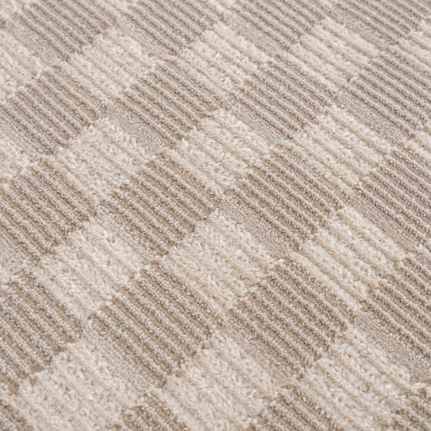 Truls 3D Checkered Washable Rug -  Biscotti