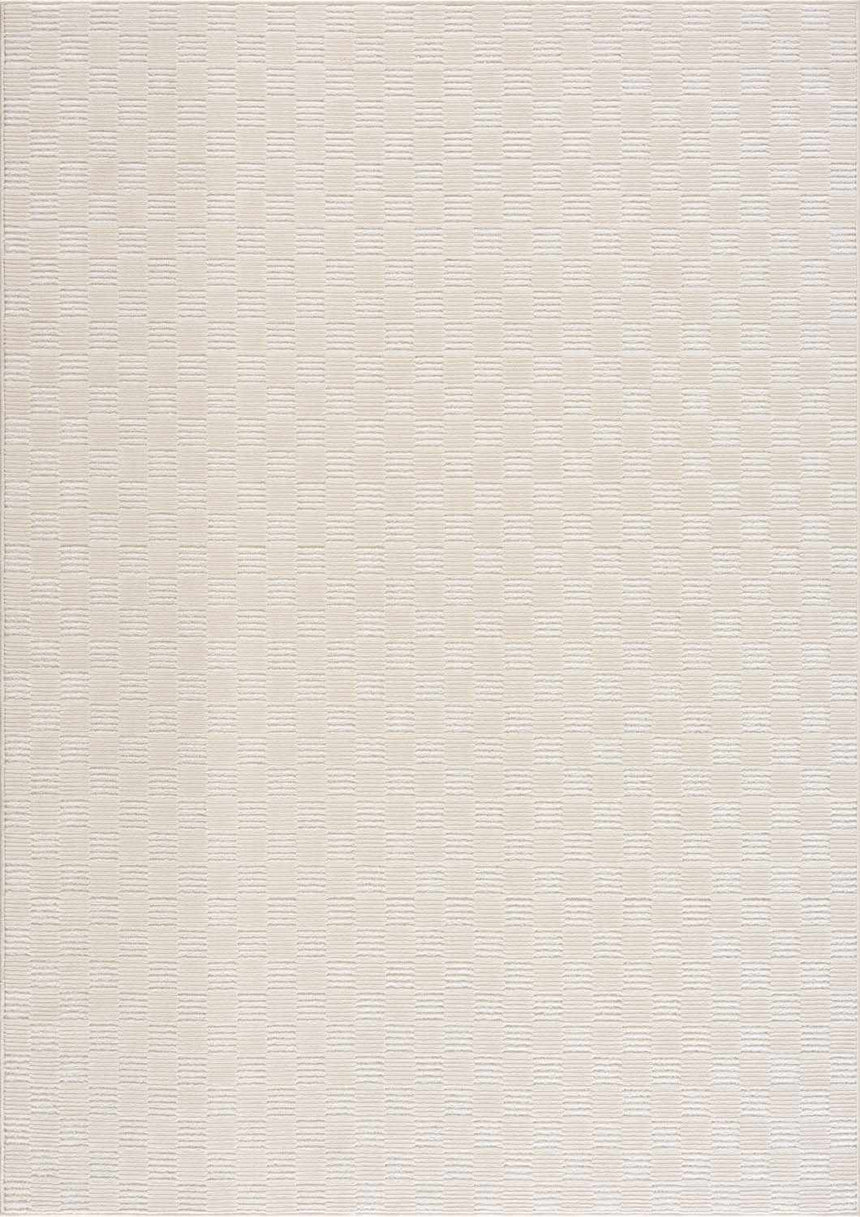 Truls 3D Checkered Washable Rug - Bone