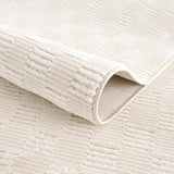 Truls 3D Checkered Washable Rug - Bone