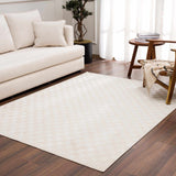 Truls 3D Checkered Washable Rug - Bone