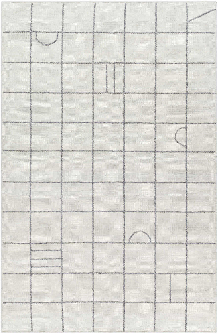 Sample Tieve Black & White Grid Wool Rug - Clearance