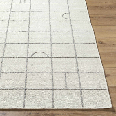 Tieve Black & White Grid Wool Rug