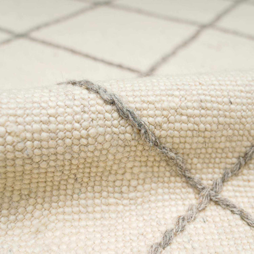 Tieve Black & White Grid Wool Rug